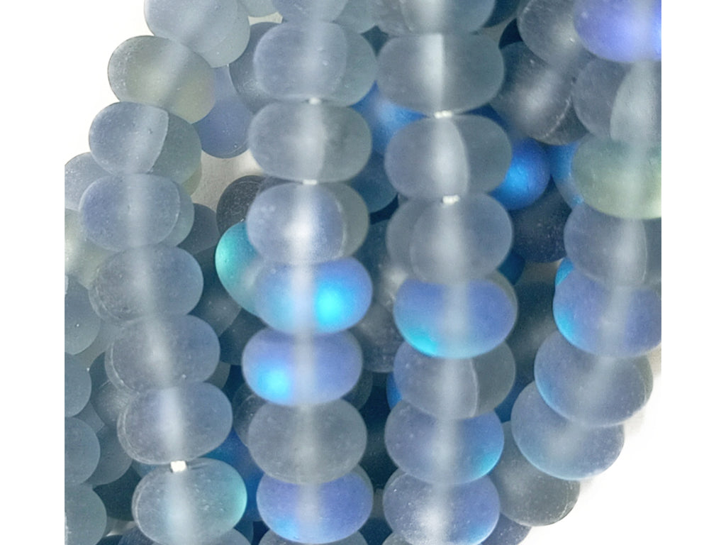 Midnight Blue Rondelle Natural Aura Glass Beads