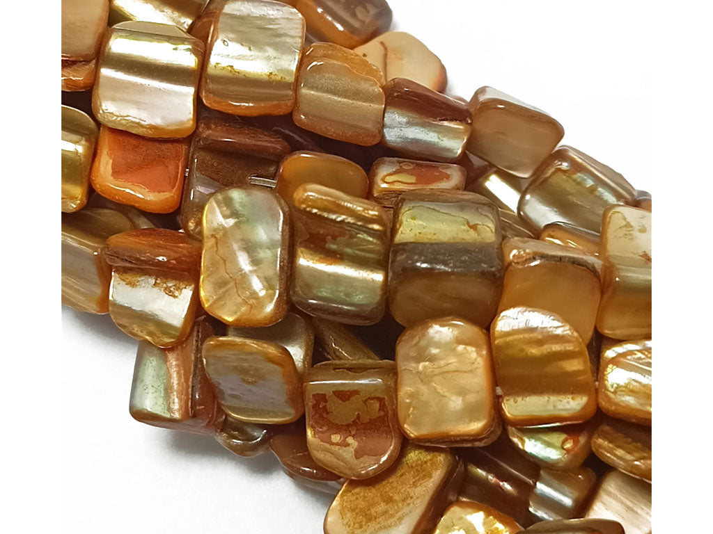 Orange Rectangular Uneven Shell Beads