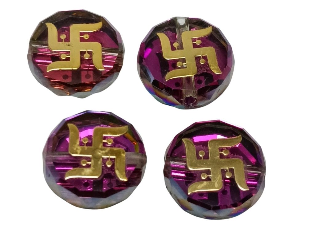 Purple Embossed Designer Glass Beads