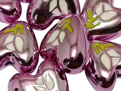 Magenta Rainbow Glossy Designer Heart Shaped Acrylic Beads