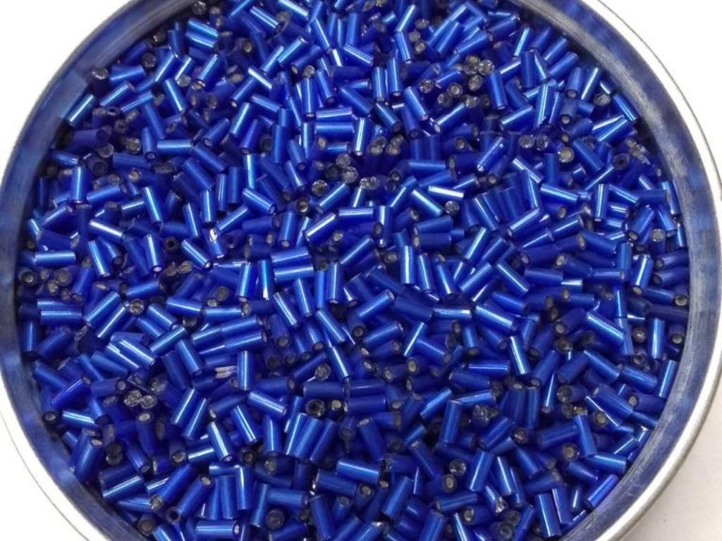 Royal Blue Silverline Pipe Glass Seed Beads- 4.5 mm