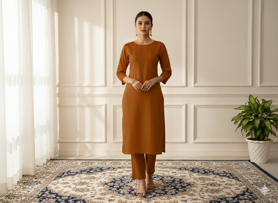 आग जैसा पीला सादा चमकीला सूती कपड़ा