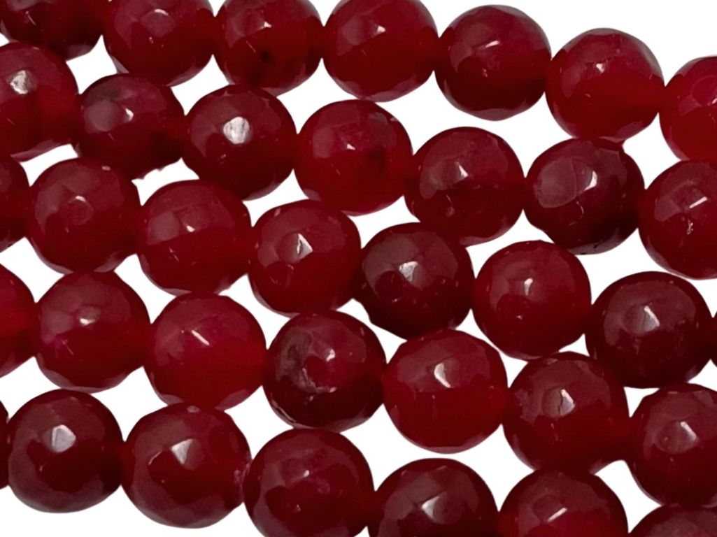 Maroon 8 mm Rondelle Jade Quartz Stones