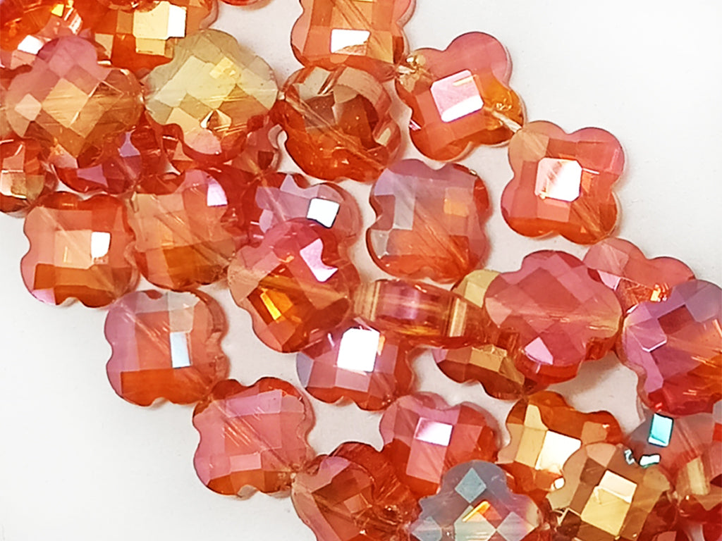 Orange 4 Star Shaped Crystal beads