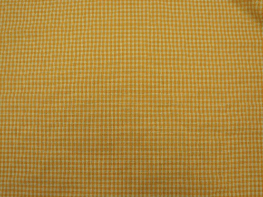 Orange Checks Yarns Dyed Pure Cotton Fabric