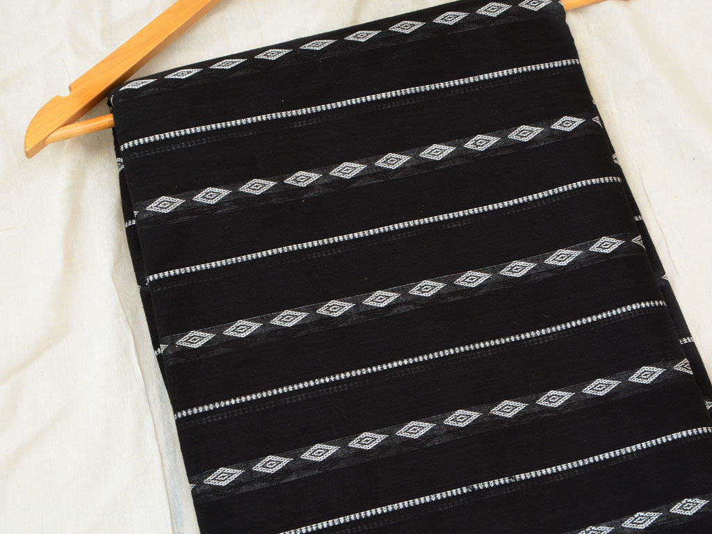 Black & Silver Strips Pattern Pure Cotton Jacquard Fabric