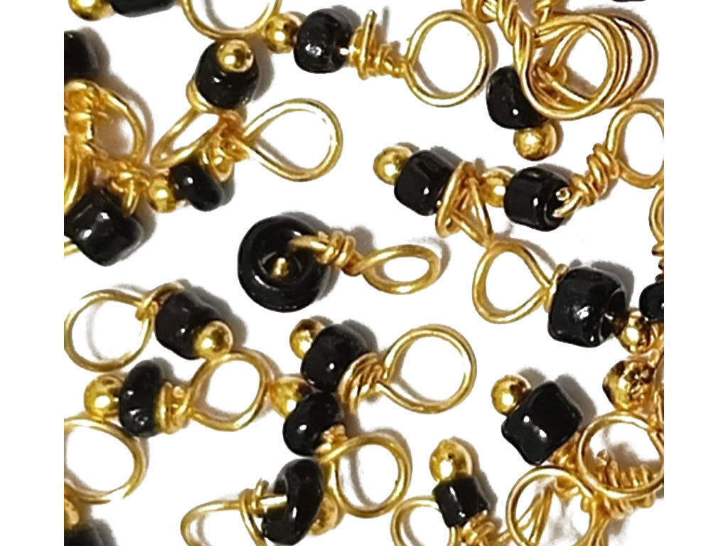 Black & Golden Glass Loreal Beads With Hook
