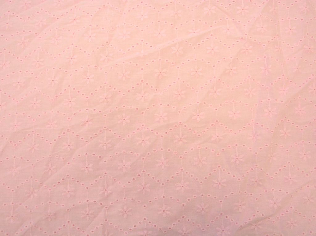 Baby Pink Cotton Hakoba Embroidered Fabric