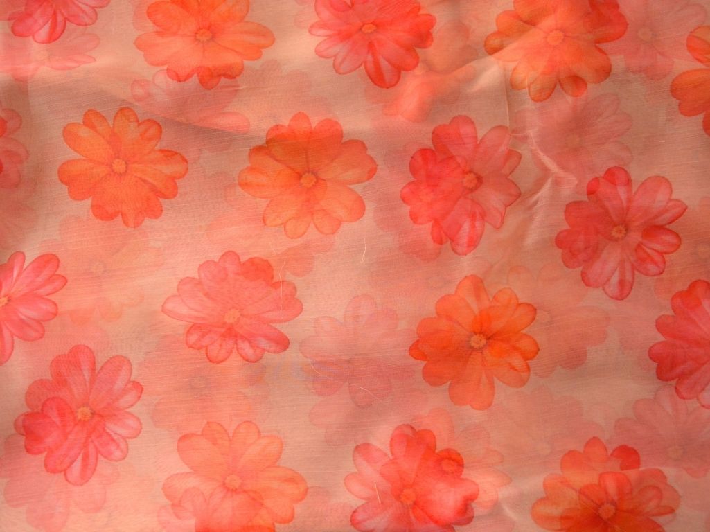 Off White Floral Digital Printed Liquid Organza Fabric
