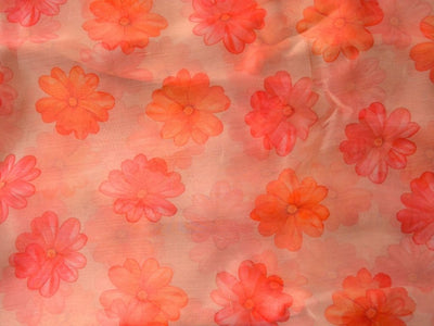 Off White Floral Digital Printed Liquid Organza Fabric