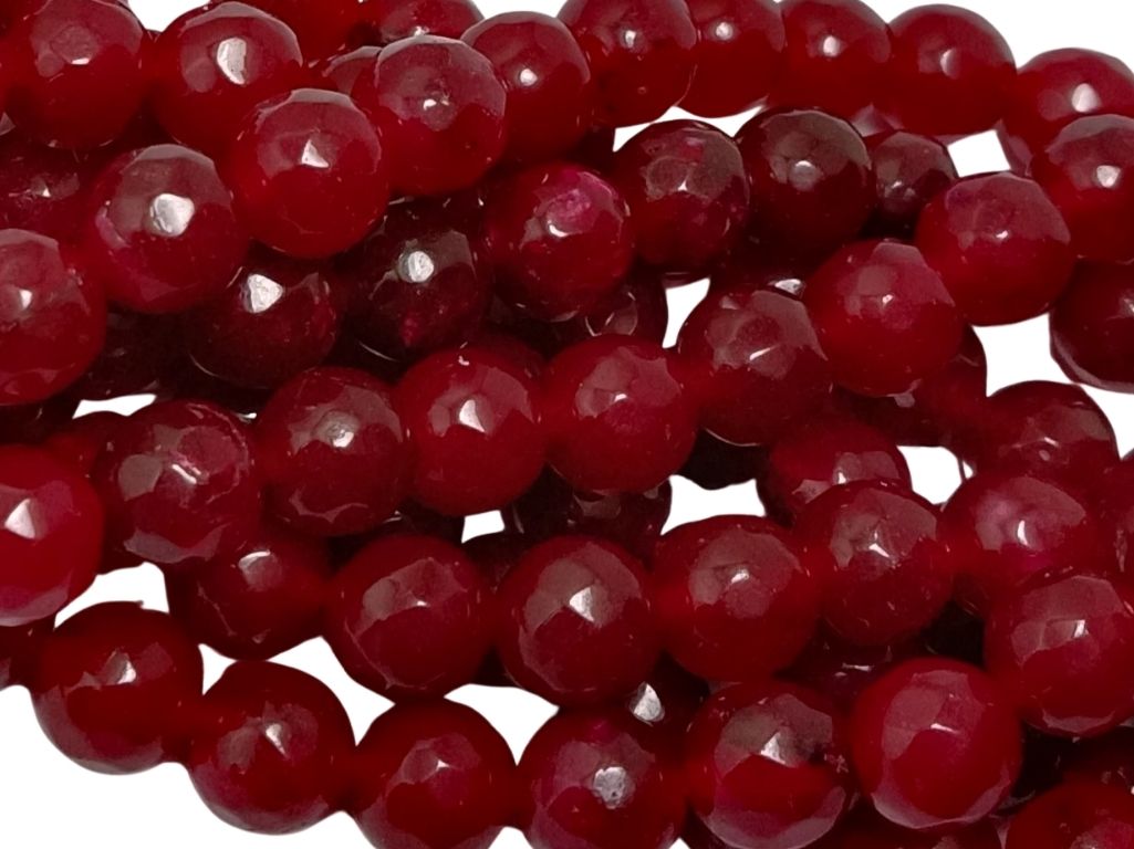Maroon 8 mm Rondelle Jade Quartz Stones