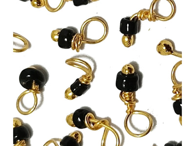 Black & Golden Glass Loreal Beads With Hook