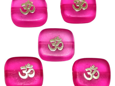 Dark Pink Rectangular Resign Om Charms
