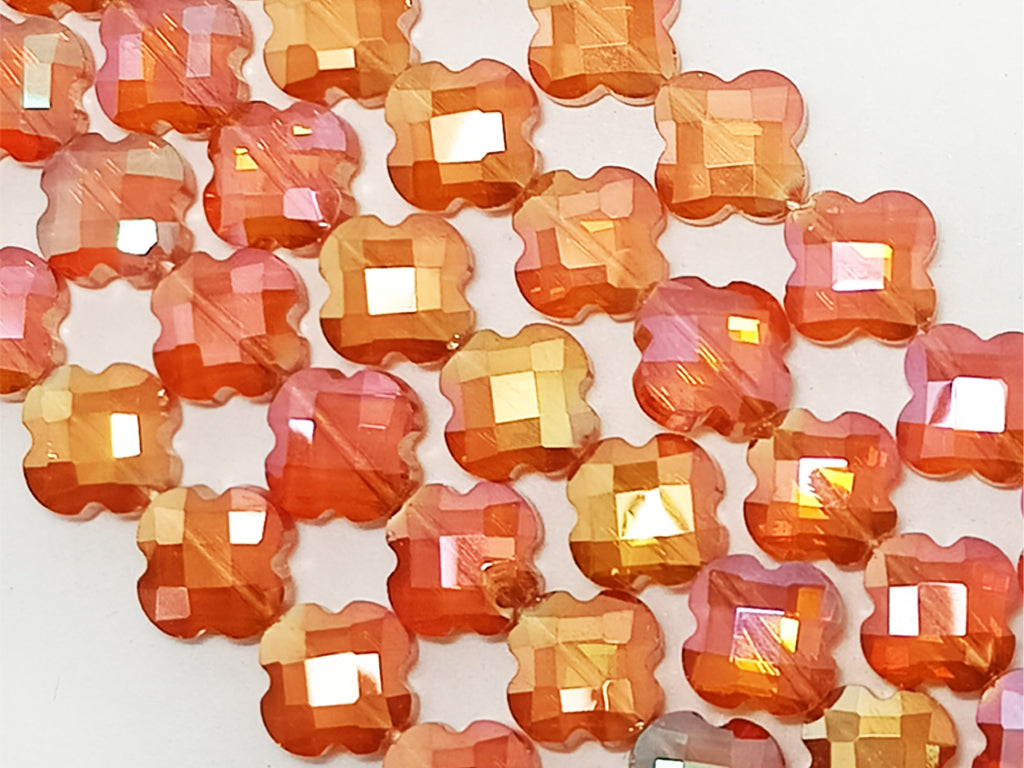 Orange 4 Star Shaped Crystal beads