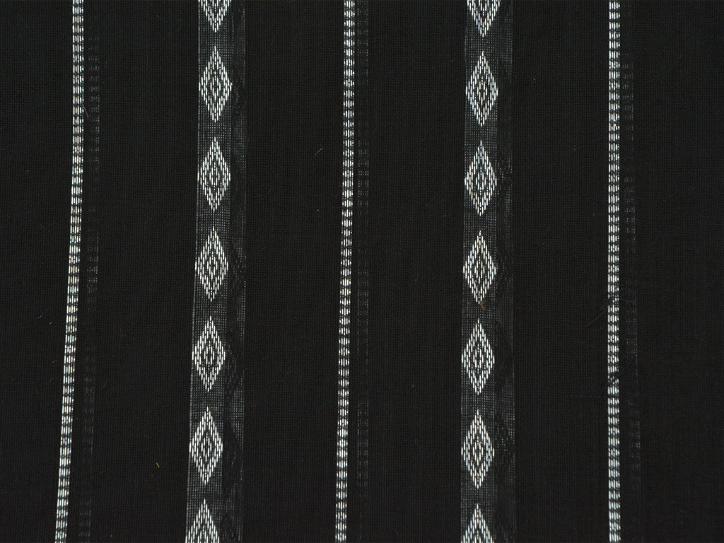 Black & Silver Strips Pattern Pure Cotton Jacquard Fabric