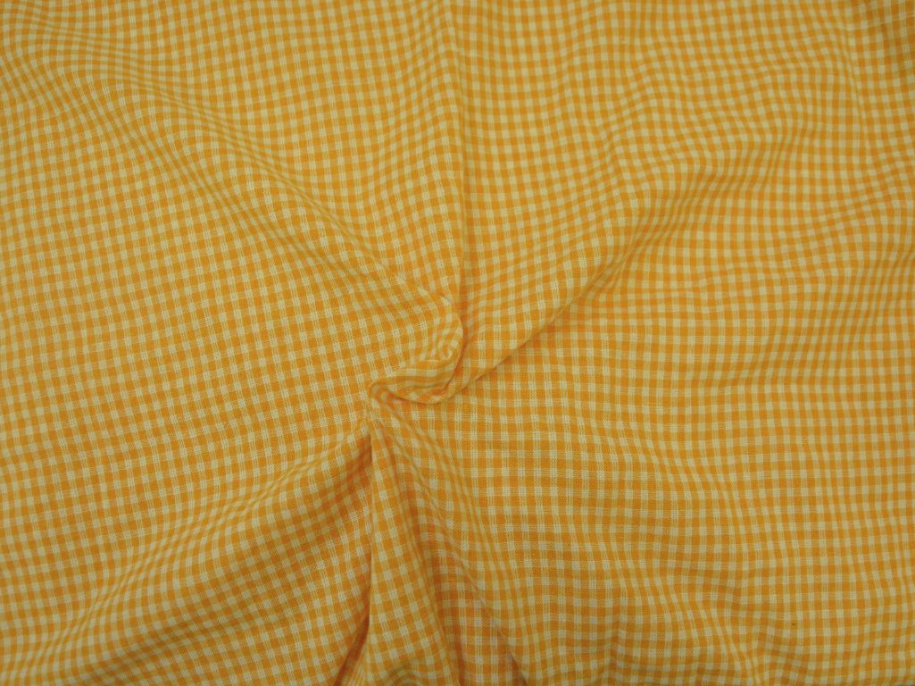 Orange Checks Yarns Dyed Pure Cotton Fabric