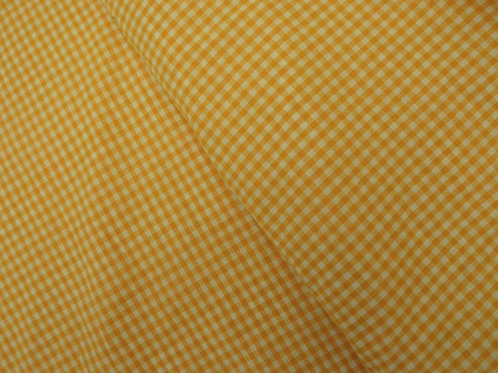 Orange Checks Yarns Dyed Pure Cotton Fabric
