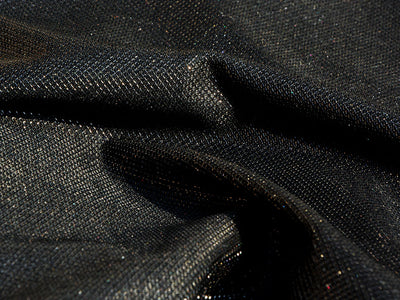 Black Mesh Geometric Shimmer Interlock Bonding Fabric