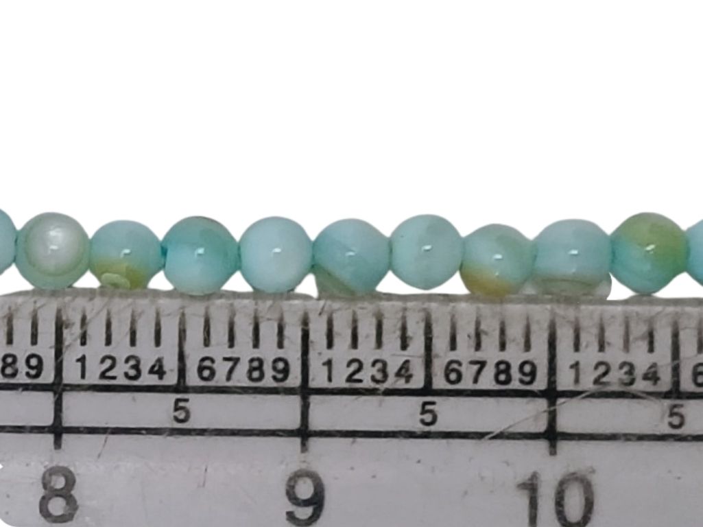 Teal Blue Spherical Glossy Mother of Pearl Beads
