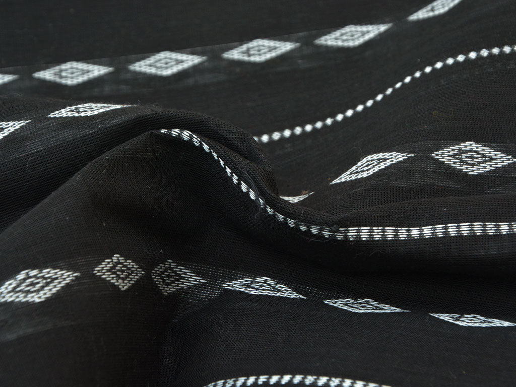 Black & Silver Strips Pattern Pure Cotton Jacquard Fabric