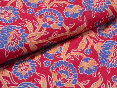 Red kalamkari Pure Cotton Fabric