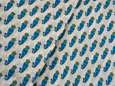 White Handblocked Pure Mul Mul Cotton Fabrics
