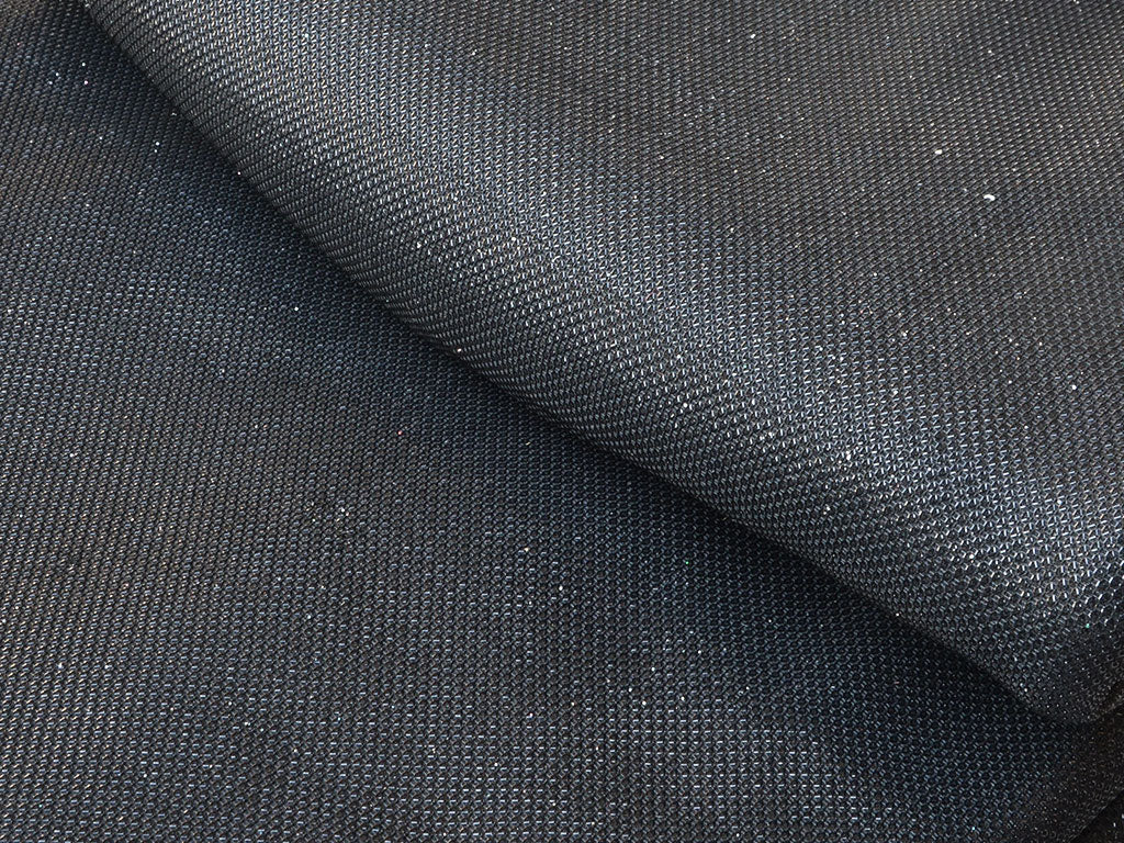 Black Mesh Geometric Shimmer Interlock Bonding Fabric