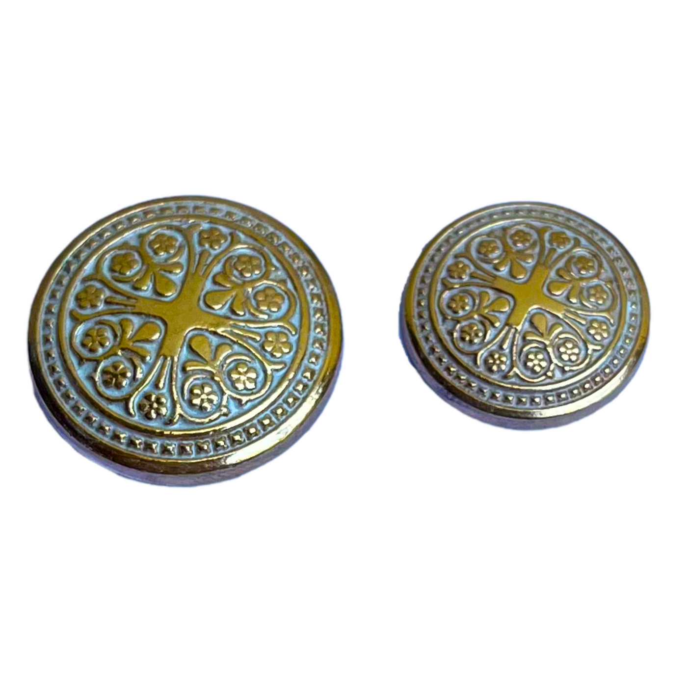 White & Golden Color Traditional Designer 1 Hole Metal Buttons