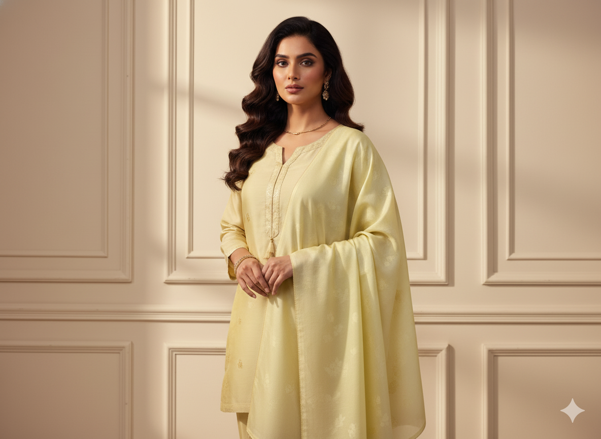 Pastel Lemon Yellow Plain Malai Satin Fabric