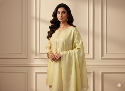 Pastel Lemon Yellow Plain Malai Satin Fabric