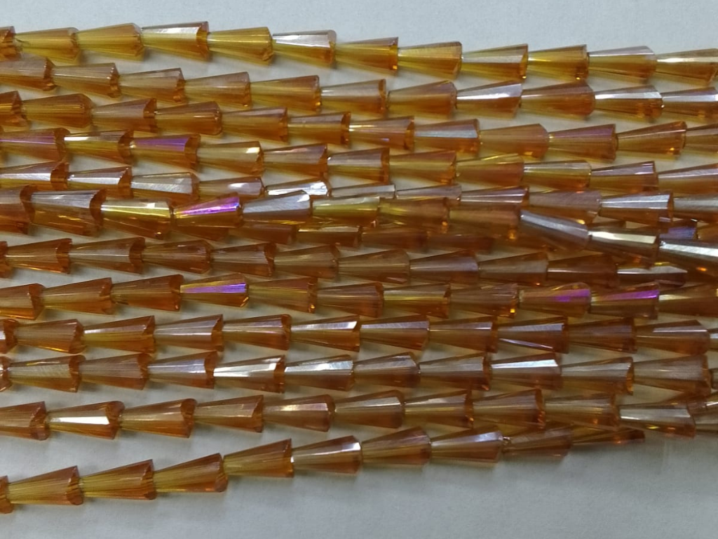 Brown Conical Crystal Glass Beads