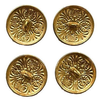 Matte Gold & Red Color Engraved Designer 1 Hole Metal Buttons