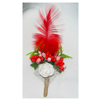 Multicolor Faux Feather Flower Brooch