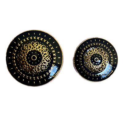 Black & Golden Color Traditional Designer 1 Hole Metal Buttons