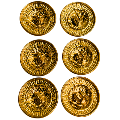 Pure Golden Lion Face Antique Design Round Shank Metal Button