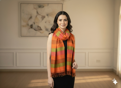 Multicolor Diamond Printed Semi Pashimna Woolen Fabric