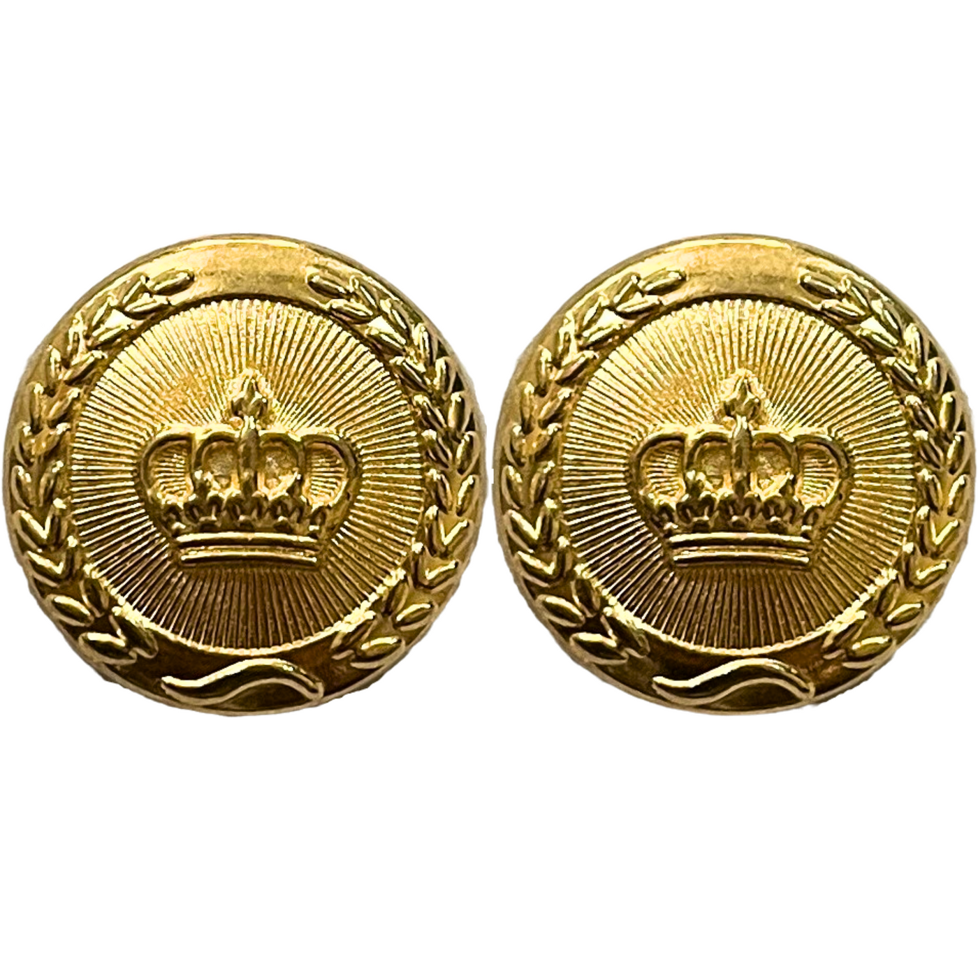 Pure Golden Color King and Queen Crown Design Round 1 Hole Metal Buttons