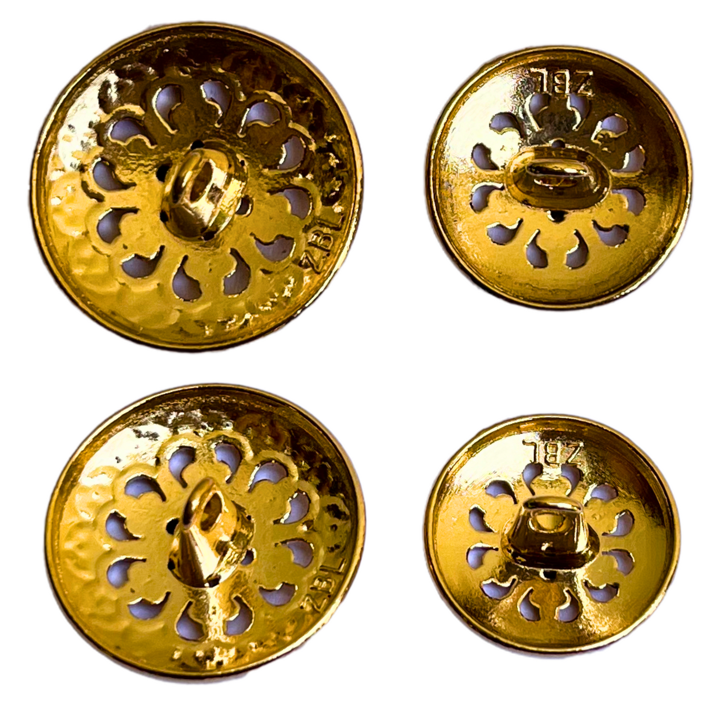 Pale Golden Color Traditional Designer 1 Hole Metal Buttons