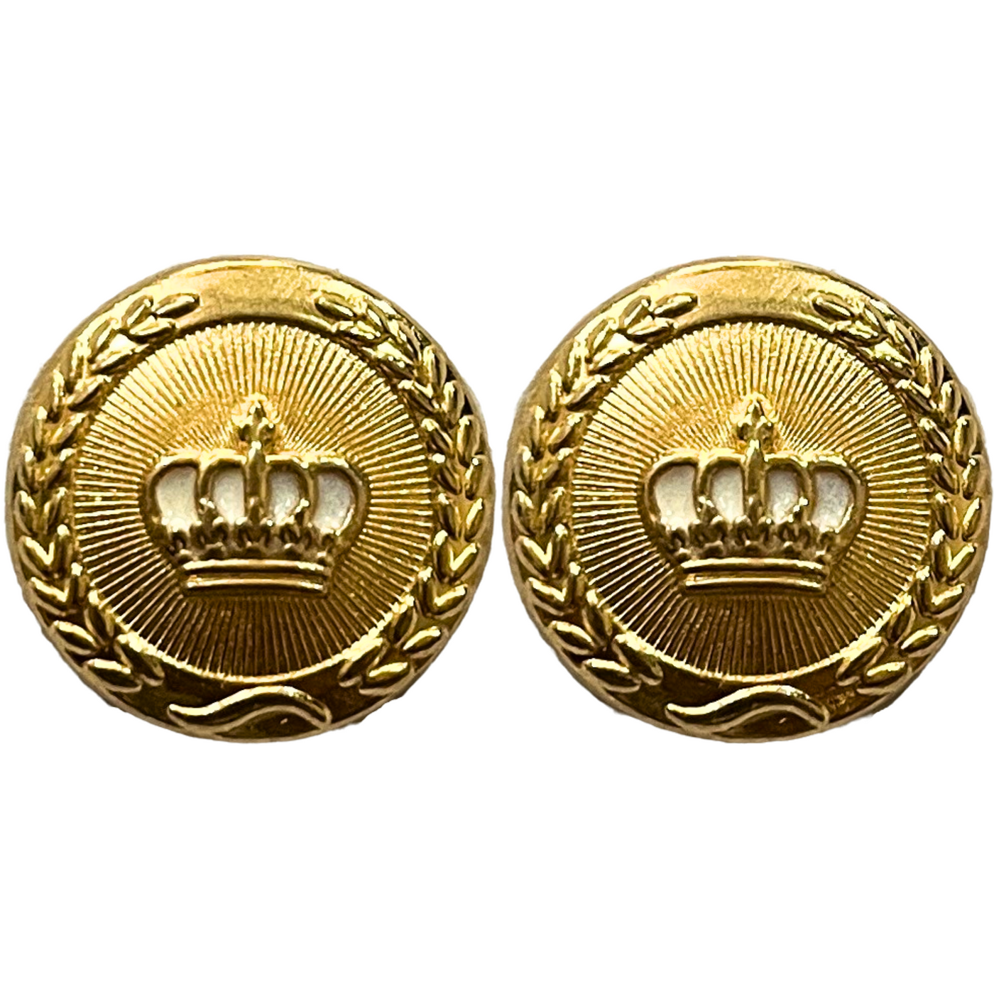 White & Golden King and Queen Crown Design Round 1 Hole Metal Buttons