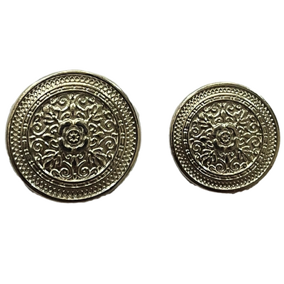 Pure Silver Color Eye Catchy Floral 1 Hole Round Metal Buttons