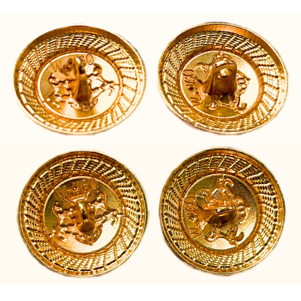 Golden & Blue King’s Choice Twin Horse Shield Crest Eye-Catchy Design Round Shank Metal Button Blue and Golden Colour for Coat, Suit, Blazer, Sherwani, Nehru Jacket and for all Types of Clothes