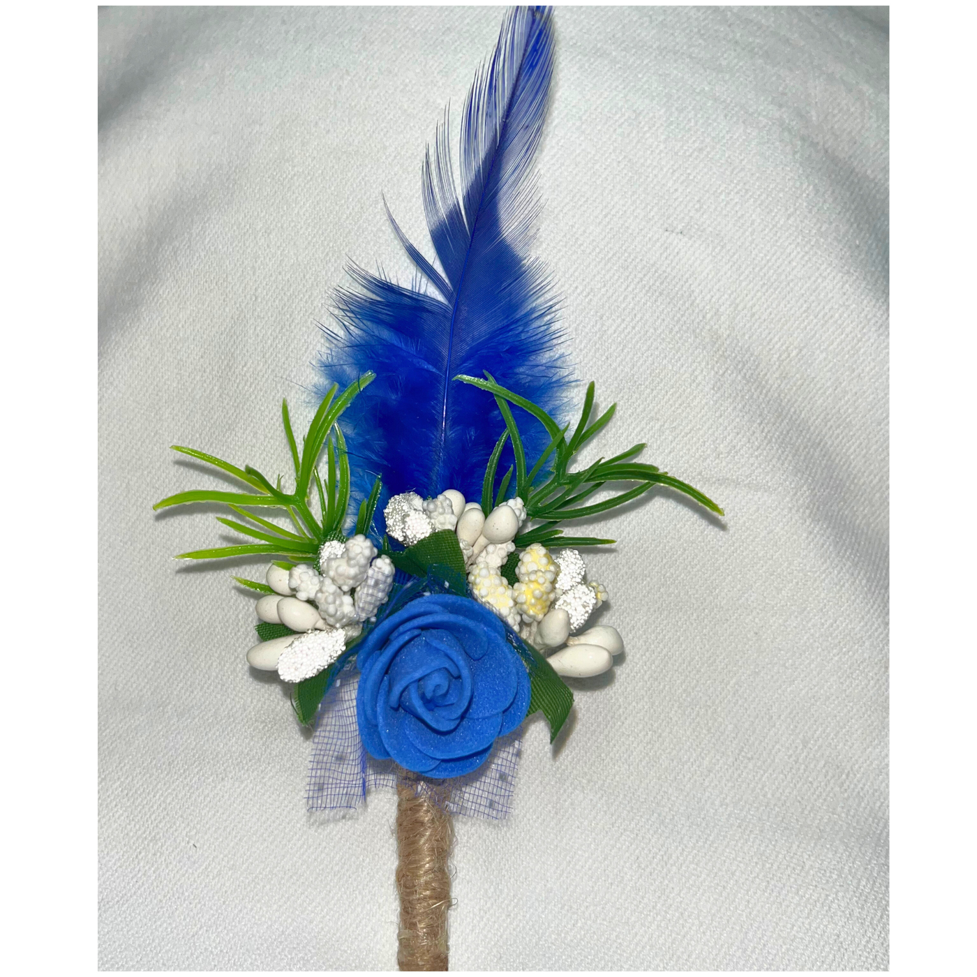 Blue Faux Feather Flower Brooch ( Wholesale )