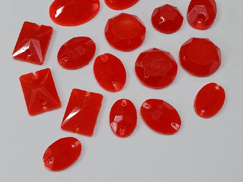 Dark Red Assorted 2 Hole Plastic Stones