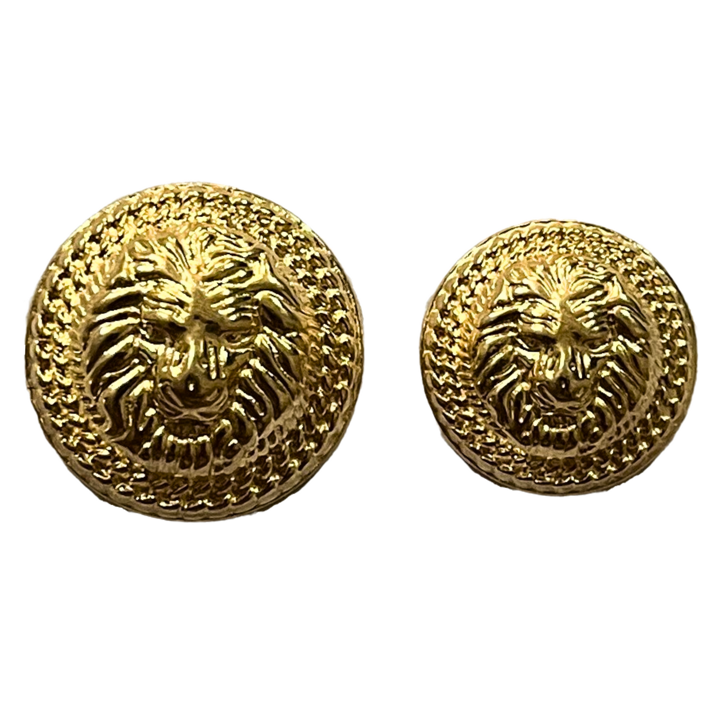 Pure Golden Color Fearless Lion Face Shape 1 Hole Round Metal Buttons