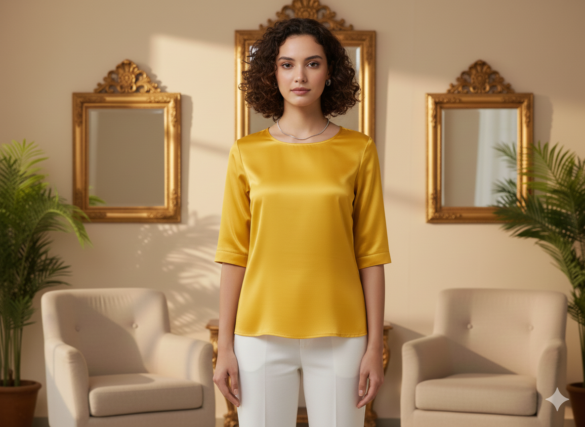 Bright Yellow Plain Malai Satin Fabric