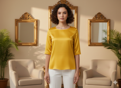 Bright Yellow Plain Malai Satin Fabric