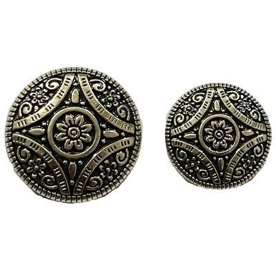 Black & Silver Color Attractive Regal Traditional 1 Hole Round Metal Buttons