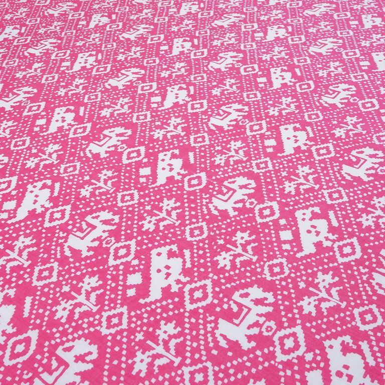 Pink & White Traditional Printed Pure Cotton Fabric