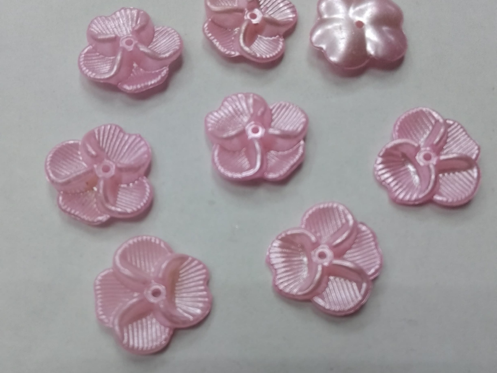 Light Pink Flat Flower Plastic Beads- 22 mm