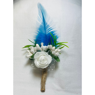 Multicolor Faux Feather Flower Brooch